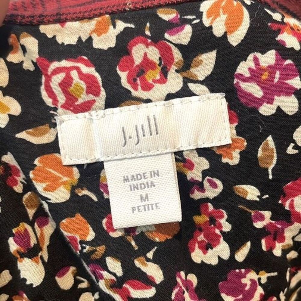 J.Jill Plaid Long Sleeve Button Down Shirt Dress Size Medium - Picture 5 of 6